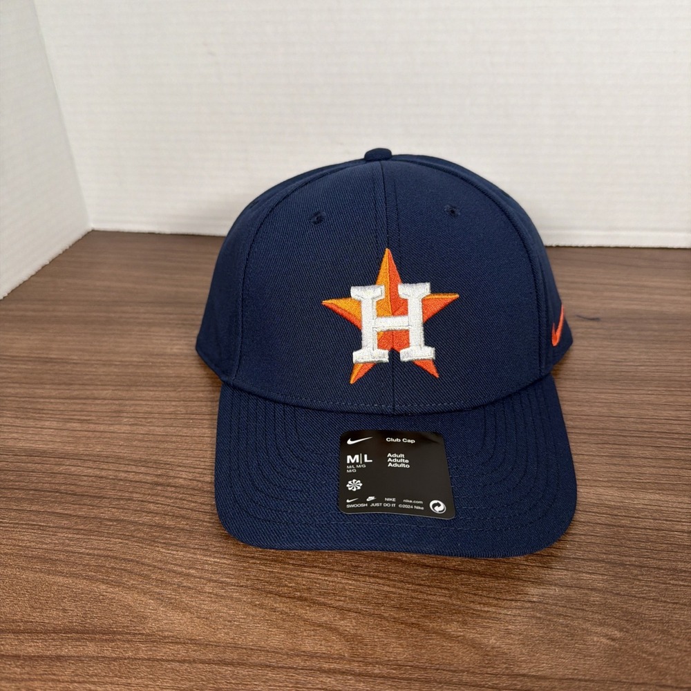Nike Houston Astros MLB Club Strapback Hat Cap Solid Blue Size M/L Mens